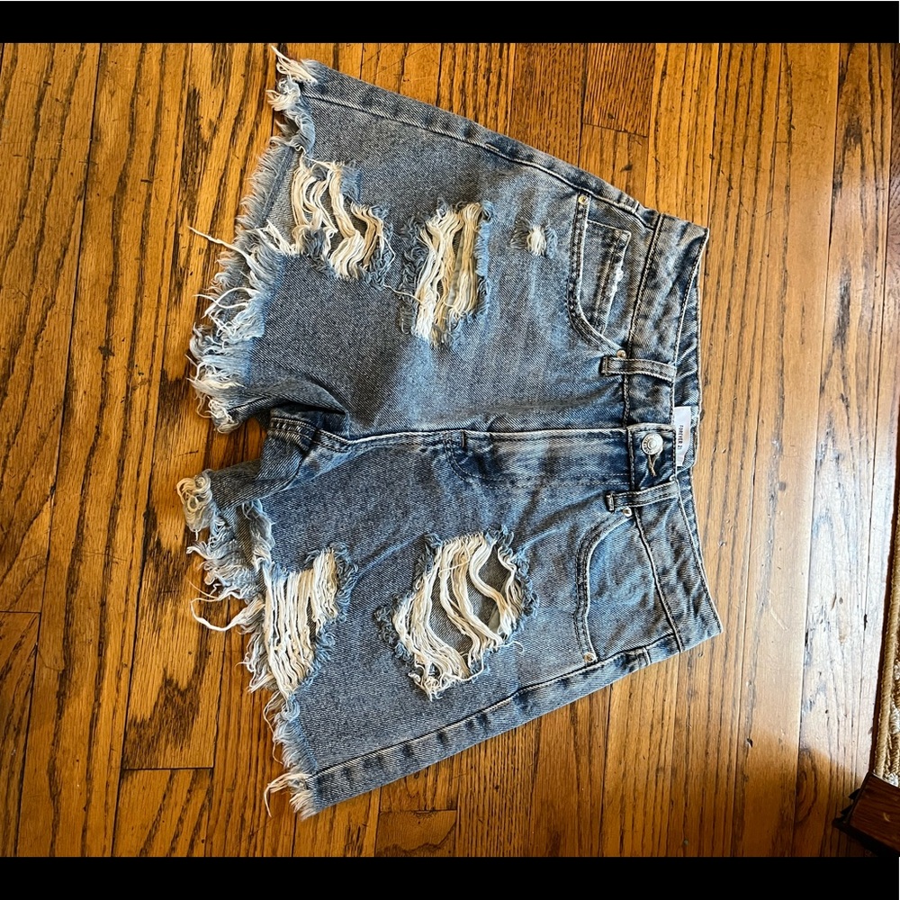 Ripped jean shorts